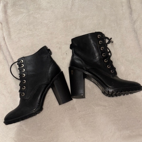 Black Lace-Up Ankle Boots - Picture 3 of 5